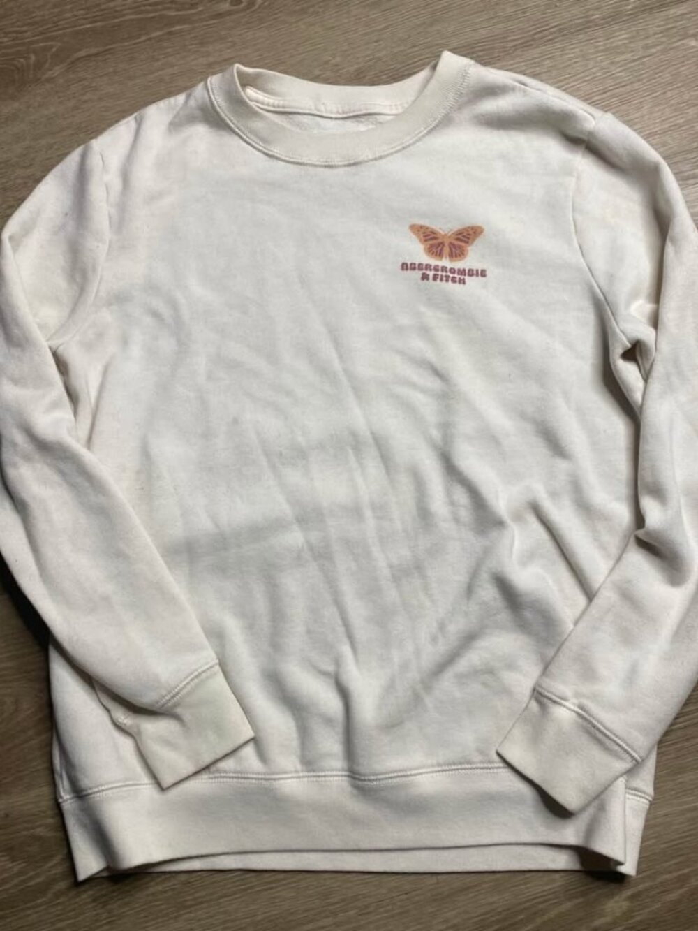 Abercrombie Kids Beige Butterfly Graphic Sweater | Size 15–16 | “Be Kind” Motto